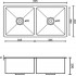 Мойка врезная FABIA PROFI  ДВОЙНАЯ 80,5х44 см толщина 3,0 х 0,8 мм ,глубина 200 мм + большой сифон с переливом + корзина 805443